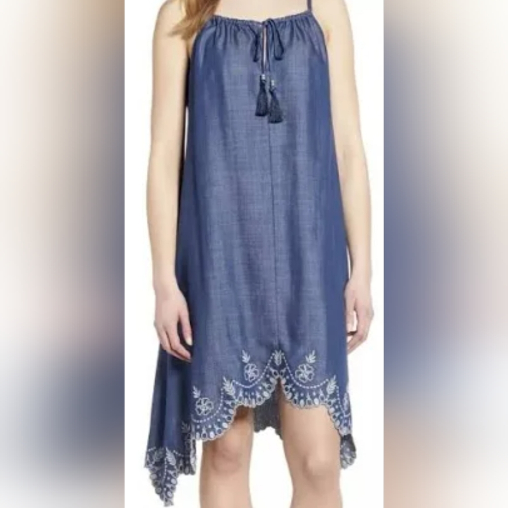 Tommy Bahama Blue Light Weight Fabric Denim Dress Size M New W/ Tags
